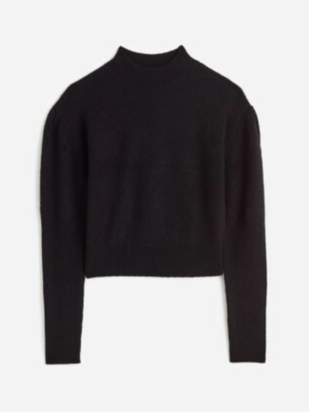 Madewell Alpaca Blend Mockneck Puff Sleeve Sweater Black S